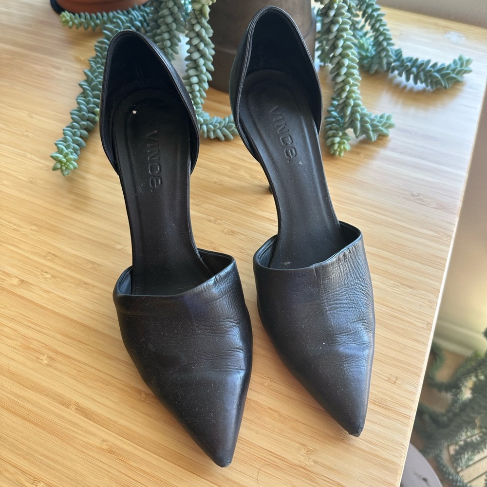 Vince Black Leather D'Orsey Heels | Women’s size 6